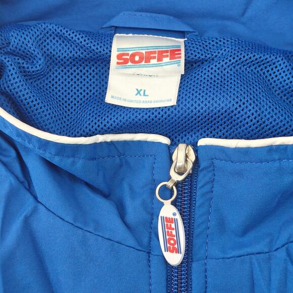 Vintage Soffe Windbreaker Track Jacket Full Zip Blue Vented Junior Xlarge - Picture 2 of 4